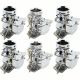 Set of 6 9 Super 7  3-Bolt 2-Barrel Carburetors,  Chrome Finish