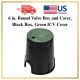 6 in. Round Valve Box and Cover,  Black Box,  Green ICV Cover