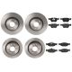 Hella Front Rear Rotors Low-Met Disc Brake Pad Kit For XJ8 XK8 Base L Sport