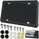 Aootf Silicone License Plate Frame - 1 Pack Black License Plate Frame,Front or Rear Cover Slim Holder with Screws, Black Screw Caps, with Rust-Proof